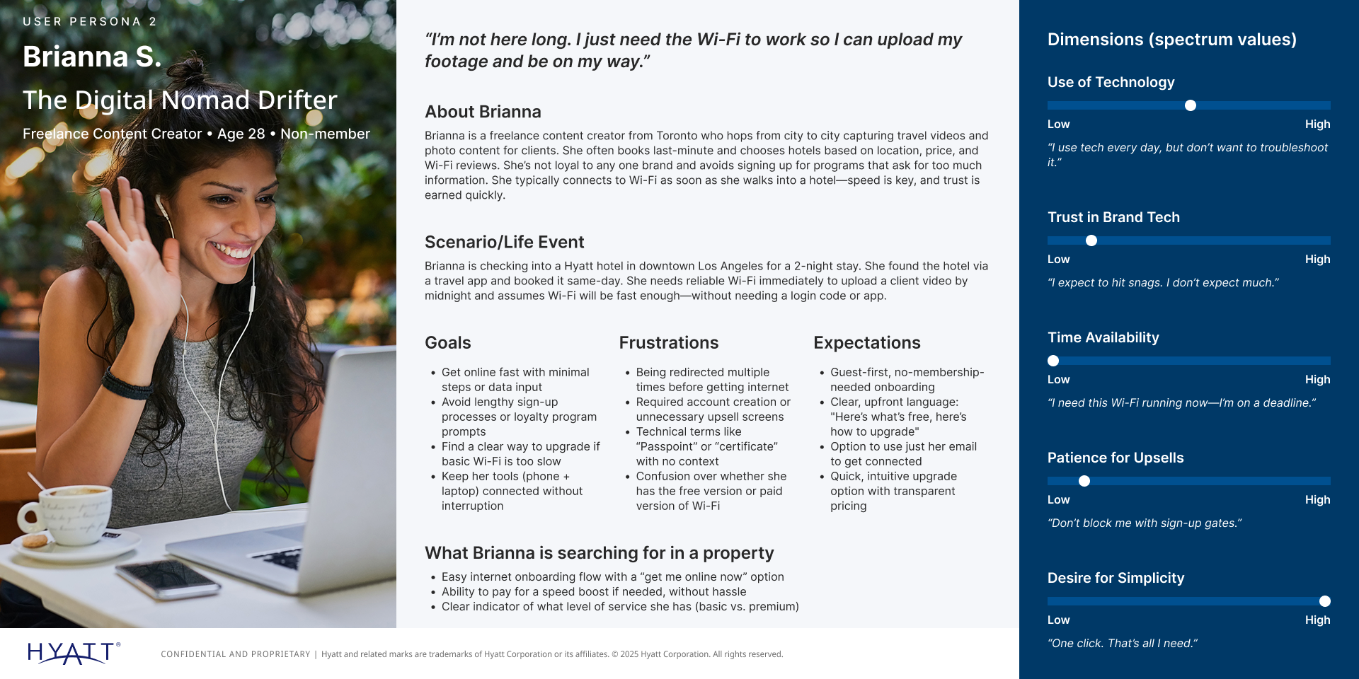 User persona — Brianna S., Digital Nomad Drifter