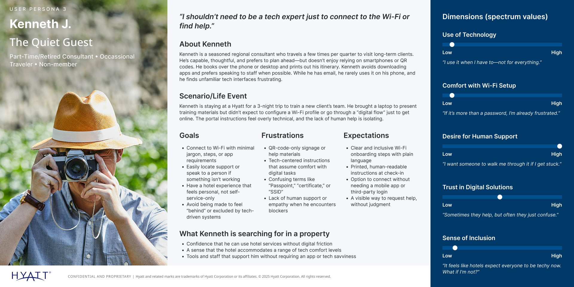 User persona — Kenneth J., The Quiet Guest