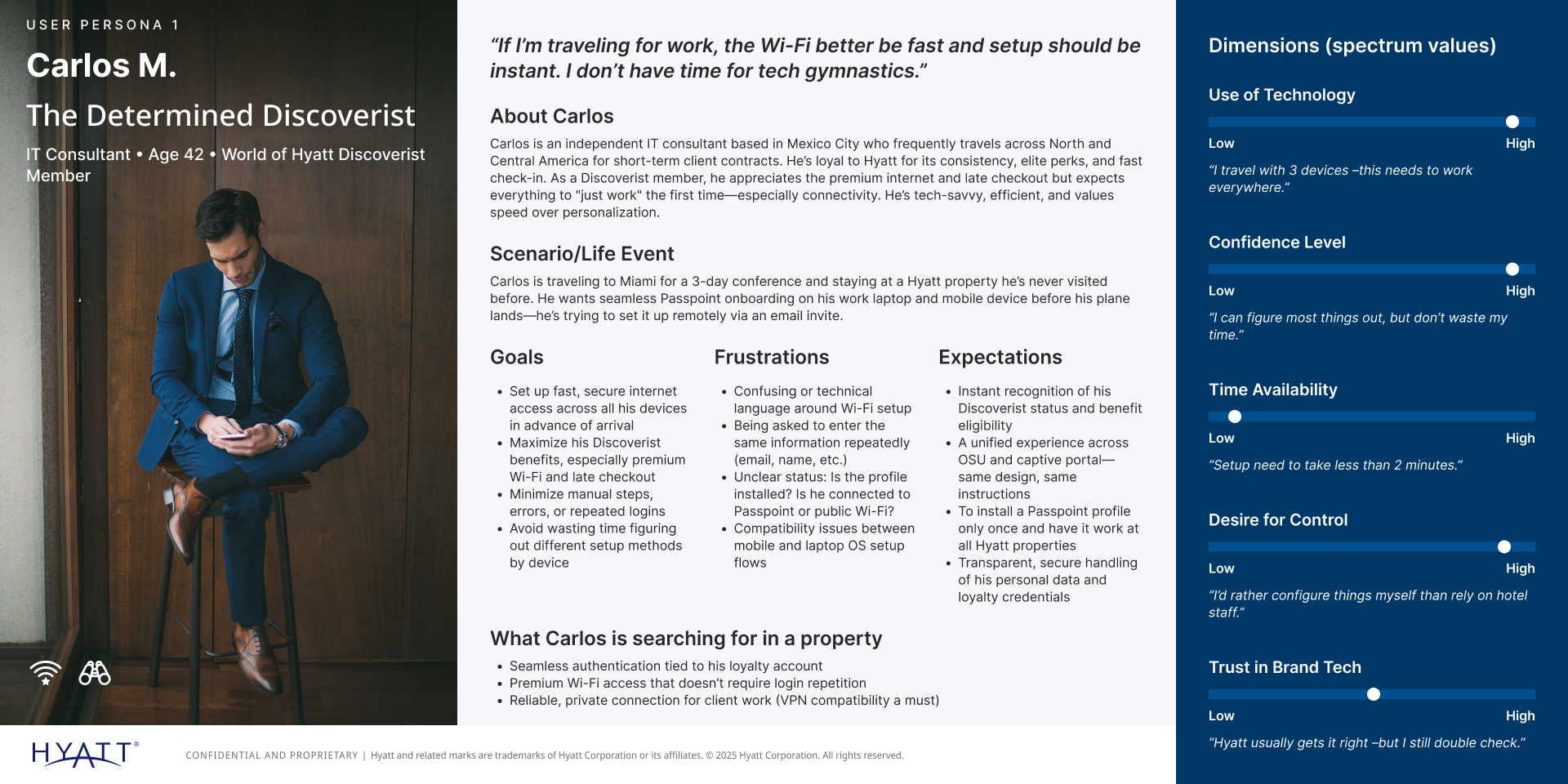 User persona — Carlos M., The Determined Discoverist
